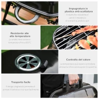 Outsunny Barbecue BBQ Grill a Carbonella Portatile Pieghevole da Tavolo Ferro, porcellana 59x43x39cm Nero(m-5)