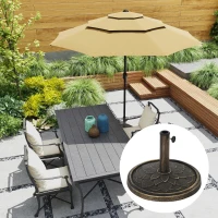 Outsunny Base per Ombrellone da 12 kg con Manovella Integrata, in Resina, Metallo e Cemento, Ø46x34 cm, Bronzo(m-10)