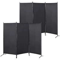 HOMCOM Lot de 2 paravents 3 panneaux dim. 2,53L x 0,5l x 1,82H m Store latéral Brise-Vue paravent sur Pied séparateur métal(m-1)