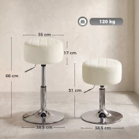 HOMCOM Bar Stool Adjustable Swivel Chair Velvet-Feel Seat 1 Piece, Beige(m-3)