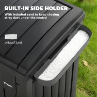 Outsunny 110 L Outdoor Bin with Dual Lid, Waterproof Plastic Trash Bin with Ashtray and Drip Tray, Garden Waste Trash Bin, Black(m-6)
