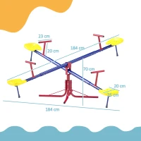 Outsunny Kids Metal Seesaw Teeter Totter Children's Playground Equipment for Garden Outdoor Indoor Swing, 4 Seats(m-3)