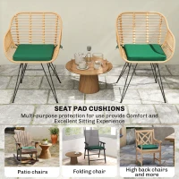 Outsunny Set of 6 Chair Cushion Seat Pads Dining Chair w/ Straps, Indoor Outdoor Removable Tie On Garden Patio, Green(m-6)