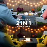Outsunny Rattan-style Propane Gas Fire Pit Table with 40,000 BTU Burner, Square Smokeless Firepit Patio Heater with Thermocouple, Lava Rocks, Waterproof Cover, Spark Guard and Lid, Grey(m-4)