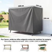 Outsunny Funda para Balancín de Jardín con Cremallera Cubierta para Muebles de Exterior 205x124x164 cm Gris Oscuro(m-3)