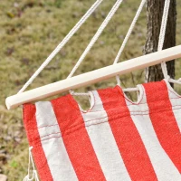 Outsunny Hamac de Voyage Portable Style Hippie Chic Toile de hamac dim. 2L x 1l m Coton Polyester Rouge crème rayé(m-7)