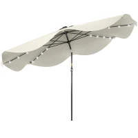 Outsunny Solar Patio Umbrella with LED and Tilt, Outdoor Market Table Umbrella Parasol with Crank, 3 x 3 (m), Cream White(m-1)