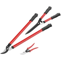 Outsunny Heckenschere Set 3-teilig Gartenschere Astschere mit Stahlklingen, Griff(m-1)