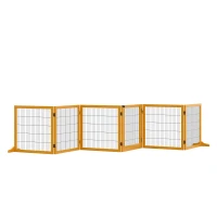 PawHut Absperrgitter für Hunde, klappbar, 432 x 36 x 70 cm, Kiefernholz, Gelb(m-1)