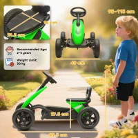 AIYAPLAY Pedal Go Kart for Kids 2-5 Years, with Silent EVA Wheels, Metal Frame, Green(m-3)