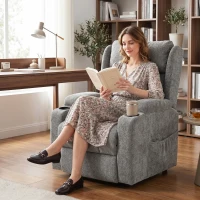HOMCOM Power Lift Recliner Chair with Vibration Massage and Heat, Chenille Riser and Recliner Armchair for Elderly, Grey(m-14)