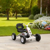 AIYAPLAY Kids Pedal Go Kart with Steel Frame, Sporty Design, for Ages 2-5 Years, White(m-8)