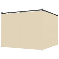 Outsunny 3 x 3m Retractable Roof Pergola, with Curtains - Khaki(m-11)