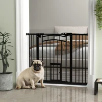 PawHut Cancellino per Cani taglia Piccola e Media con Chiusura Automatica, in Acciaio e PA, 74-100x76 cm, Nero(m-9)
