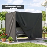 Outsunny Copertura per Dondolo da Giardino 3 Posti Impermeabile e Anti UV, 220x125x172 cm, Nero(m-7)