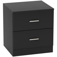 HOMCOM Modern Bedside Table, Beside Cabinet with 2 Drawers, for Bedroom, Living Room, Black(m-1)
