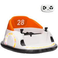 AIYAPLAY 360° Rotation Kids Bumper Car, 12V Waltzer Car with Remote Control, Dual Joysticks, Music Lights, Orange(m-1)