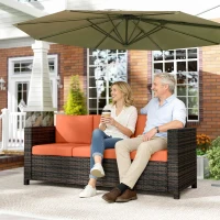 Outsunny 3-Seater Weather Resistant Outdoor Garden Rattan Sofa Orange(m-10)