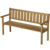 Outsunny Gartenbank 3-Sitzer Wetterfest Holzbank mit Rückenlehne Armlehnen, Holz Sitzbank 360 kg belastbar Teak(m-11)