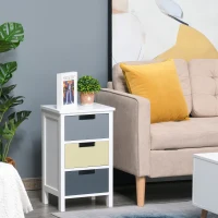 HOMCOM 3 Drawer Storage Tower, Dresser Chest with Wood Top, Organiser Unit for Closets Bedroom Nursery Room Hallway(m-2)