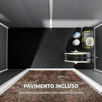 Outsunny Casetta da Giardino in Resina con Pavimento, 2 Porte con Blocco, Finestra, 2.4 x 1.3 m, Grigio(m-6)