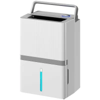 HOMCOM Deshumidificador 35L/Día para 40-90 ㎡ Luz Indicador de Humedad Depósito 5,5 Litros Drenaje Continuo Temporizador 24H(m-12)