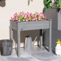 Outsunny Raised Bed for Garden, Wooden Elevated Planter Box with Bed Liner, for Flower Vegetable Herb, Dark Grey(m-7)