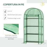 Outsunny Serra da Giardino con Ripiani in Metallo, Copertura in PE e Porta Avvolgibile 80x49x160cm, Verde(m-4)