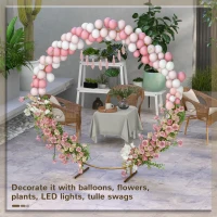 Outsunny 222cm Gold Tone Backdrop Stand, Round Metal Wedding Arch for Birthday Party, Bridal Shower, Graduation, Ceremony(m-4)