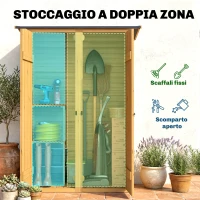 Outsunny Capanno Legno Marrone, Ripostiglio Attrezzi con 2 Ripiani(m-4)