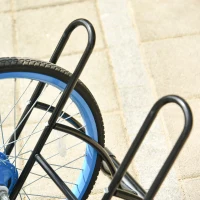 HOMCOM Rastrelliera da Terra per 2 Biciclette con Pneumatici fino 6.5 cm, Telaio Orientabile in Acciaio Nero, 60x54x57cm(m-9)