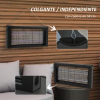 HOMCOM Lámpara Antimosquitos con Luces LED Mata Mosquitos Eléctrico Efecto 60 m² para Interior 49x6x25 cm Negro(m-6)