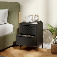 HOMCOM Chest of Drawers, Dresser with 2 Fabric Drawers and Aluminium Handles - Black(m-10)