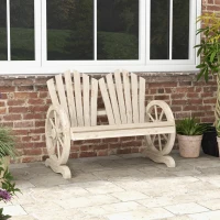 Outsunny Gartenbank, Wagenrad-Design, für 2 Personen, Naturholz(m-10)
