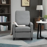 HOMCOM Poltrona Relax Imbottita e Reclinabile Manualmente, in Similpelle, 70.5x86x99cm - Grigio(m-2)