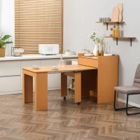 HOMCOM Tavolo Pieghevole da Pranzo max 5 Persone in Truciolato e Acciaio, 84x180x100 cm, color Legno(m-2)