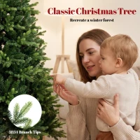 HOMCOM Artificial Christmas Tree, Hinged Xmas Tree with 3834 PE & PVC Branch Tips, 7ft, Green(m-5)