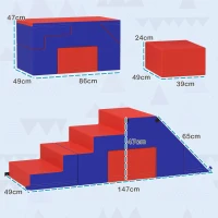 HOMCOM 2-piece Soft Play Set, Baby Foam Climber Block for Toddler 1-3 Years, Dark Blue(m-3)