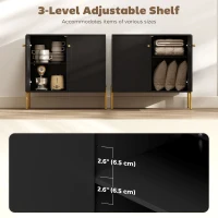 HOMCOM Sideboard Buffet Cabinet, Coffee Bar Cabinet with Fluted Doors and Adjustable Shelf, Black(m-4)