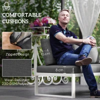 Outsunny Four-Piece L Shaped Garden Furniture Set with 5-Level Adjustable Lounger - Grey(m-7)