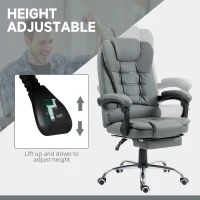 HOMCOM Executive Office Chair PU Leather Swivel Chair with Footrest Grey(m-4)