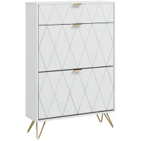 HOMCOM Two Flip Drawer Narrow Shoe Cabinet - White(m-1)