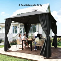 Outsunny 4 Pack Replacement Gazebo Curtains Privacy Panel for Most 3 x 3 m Gazebo, Outdoor Shelter Sidewalls, Dark Grey(m-10)