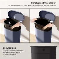 HOMCOM 30 L Modern Curved Kitchen Bin - Grey(m-7)