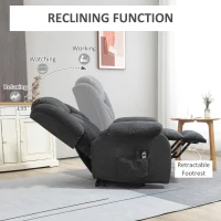 HOMCOM Power Lift Recliner Chair with Vibration Massage, Lift Chair for Elderly with Footrest, Remote, Side Pocket, Dark Grey(m-5)