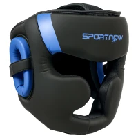 SPORTNOW Boxing Headguard w/ Adjustable Strap for Sparring, Kickboxing, MMA, Blue/Black(m-1)
