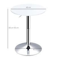 HOMCOM Table de bar ronde mange-debout table de bistro hauteur réglable 69-93 cm et plateau pivotant, base en métal(m-3)