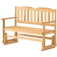 Outsunny Panchina da Giardino a Dondolo da 2 Posti con Braccioli in Legno di Abete, 132x51x95.5cm, Colore Legno(m-11)