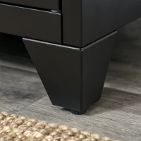 HOMCOM Nachttisch, Beistelltisch mit verstellbarem Regal, Tür, Nachtschrank für Schlafzimmer, Wohnzimmer, Metall, Schwarz, 50 x 40 x 47,5 cm(m-9)