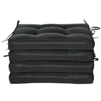 Outsunny Set of 4 Garden Seat Cushion with Ties, 42 x 42cm Replacement Dining Chair Seat Pad, Black(m-10)